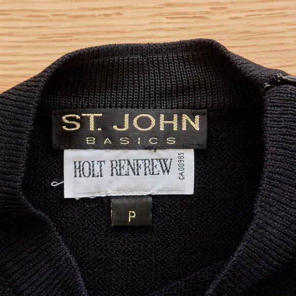 St John Basics Women's Wool Blend Black Knit Vest, Size P, Made in USA - Picture 6 of 9